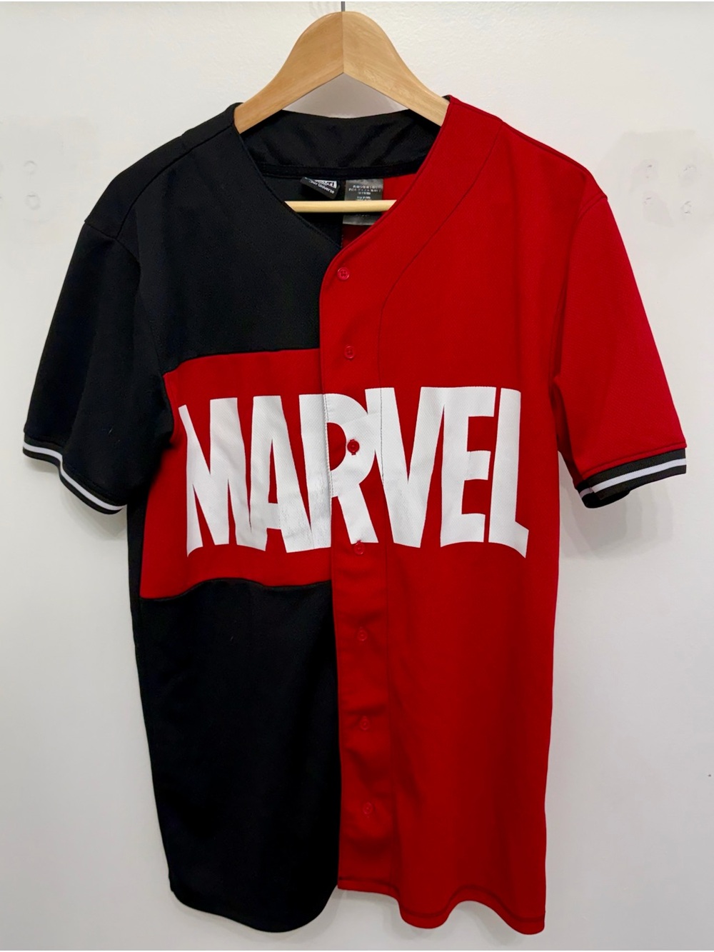 Marvel Red and Black Button Baseball Jersey